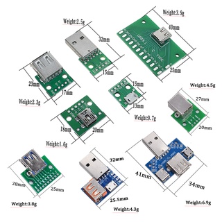 อะแดปเตอร์เชื่อมต่อ USB Male / MINI MICRO USB to DIP Female 2.54 เชื่อมต่อ B Type-C USB2.0 3.0 ตัวเมีย