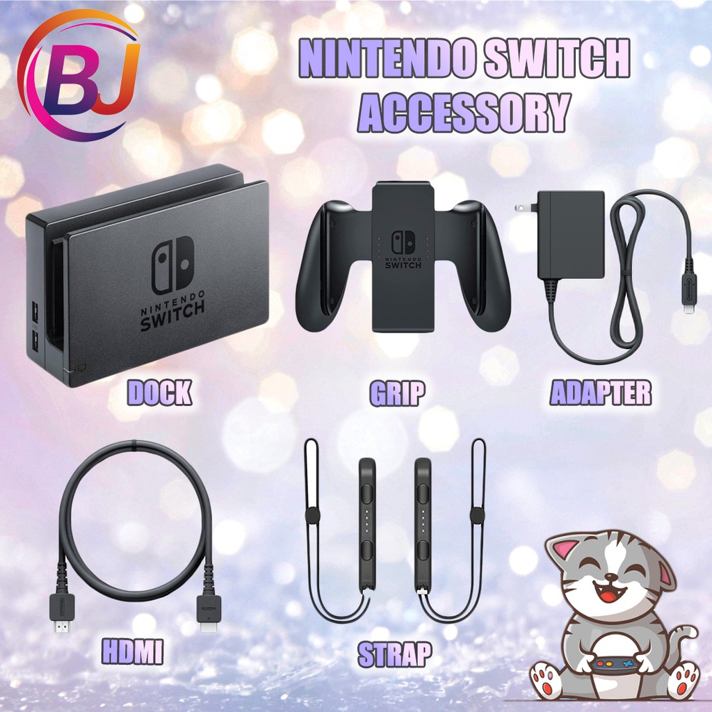 Nintendo Switch : Nintendo Switch Accessories (Dock, Adapter, Grip, Strap, HDMI) ของแท้ มือสอง สภาพดี