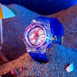 Marvel Spider-Man กัปตันอเมริกานาฬิกาเด็กพร้อมแสงแฟลชที่มีสีสันการ์ตูนเด็กนาฬิกาสําหรับชายหญิงนักเรียน Unisex