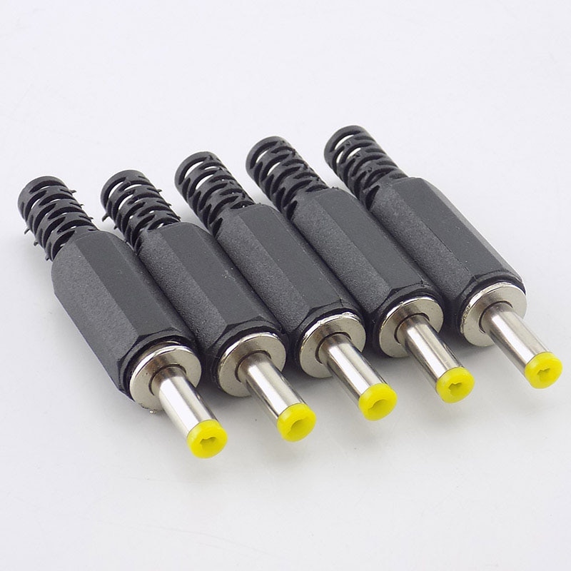 Dc Male Plug 4 . 0 มม.X 1 . 7 มม. Power Jack อะแดปเตอร์ซ็อกเก็ตเชื่อมต่อเสียง Diy อะไหล่หัวสีเหลือง 5 ชิ้น