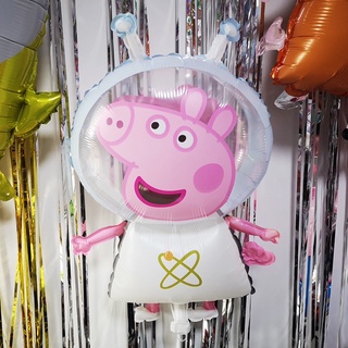 【พร้อมส่ง】ลูกโป่งเป่าลม แบบใส ลายนักบินอวกาศ Peppa Pig