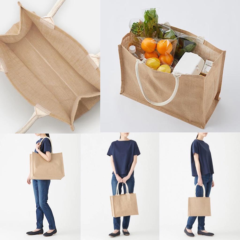 MUJI กระเป๋าผ้าจูดท์ กระสอบ มูจิ 3 ขนาด