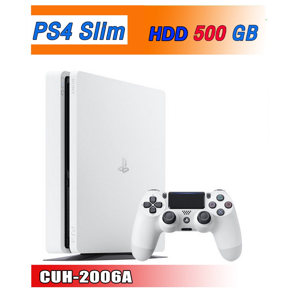 PS4 Console : Ps4 Slim 500GB สีขาว ✓ไม่มีกล่อง