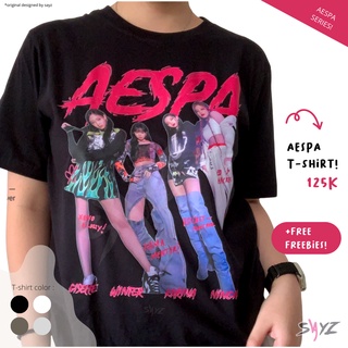 T-shirt  เสื้อเชิ้ต ลาย Aespa All member | เวอร์ชั่นสีชมพู | ชุด Aespa | โดย sayzcoS-5XL