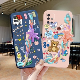 เคสสําหรับ Samsung Galaxy A31 A32 4G A52 A72 5G A11 A51 A71 A21S A02S A20S A10S สายคล้องมือซิลิโคนลายหมีน่ารัก