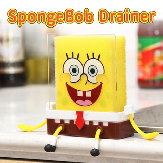 ชั้นวางฟองน้ําอะคริลิค ทรงสี่เหลี่ยม ลายการ์ตูน Spongebobs Kawaii น่ารัก แบบสร้างสรรค์ สําหรับล้างจาน