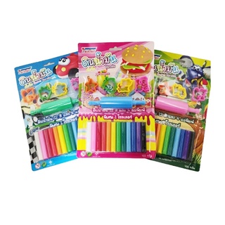 ดินน้ำมัน 12 สี พร้อมแม่พิมพ์และโรลเลอร์ x 3 ชุด101342Modelling Clay Set Assorted Colors x 3 Sets