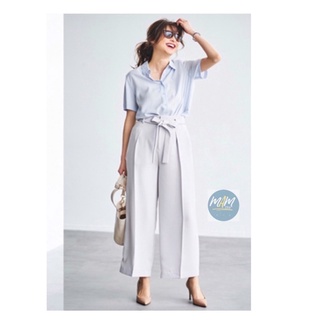 ยู นิ โคล่   กางเกงขาบาน High Waist Ribbon Wide Pants มือสอง สภาพใหม่