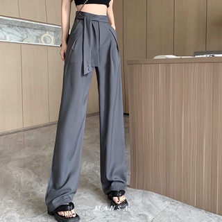 MANSA womens long pants กางเกงขากว้าง กางเกงทรงตรง กางเกงผู้หญิง กางเกงขายาว กางเกงสูท