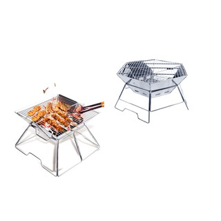 Hitorhike Stainless Steel BBQ grill เตาย่างบาร์บีคิวแบบพกพา ( 4/6 เหลี่ยม )