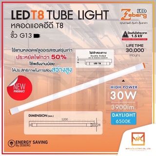 !!!ขายส่งยกลัง!!! Zeberg หลอดไฟนีออน LED หลอดไฟ LED หลอดสว่างพิเศษ T8 30 วัตต์ 3900 ลูเมน หลอดไฟยาว (แสงสีขาว)