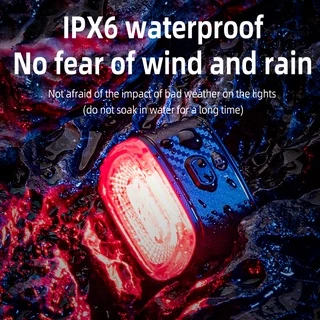 【TH Delivery】ROCKBROS ไฟท้ายจักรยานอัจฉริยะ IPX6 Type-C แบบชาร์จไฟได้ LED