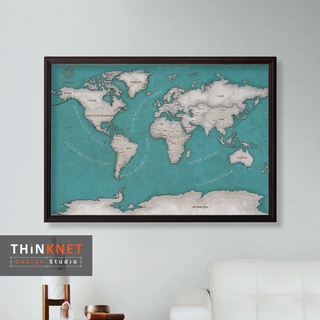 กรอบแผนที่โลกวินเทจ: วิวิด กรีน Vintage World Map: Vivid Green