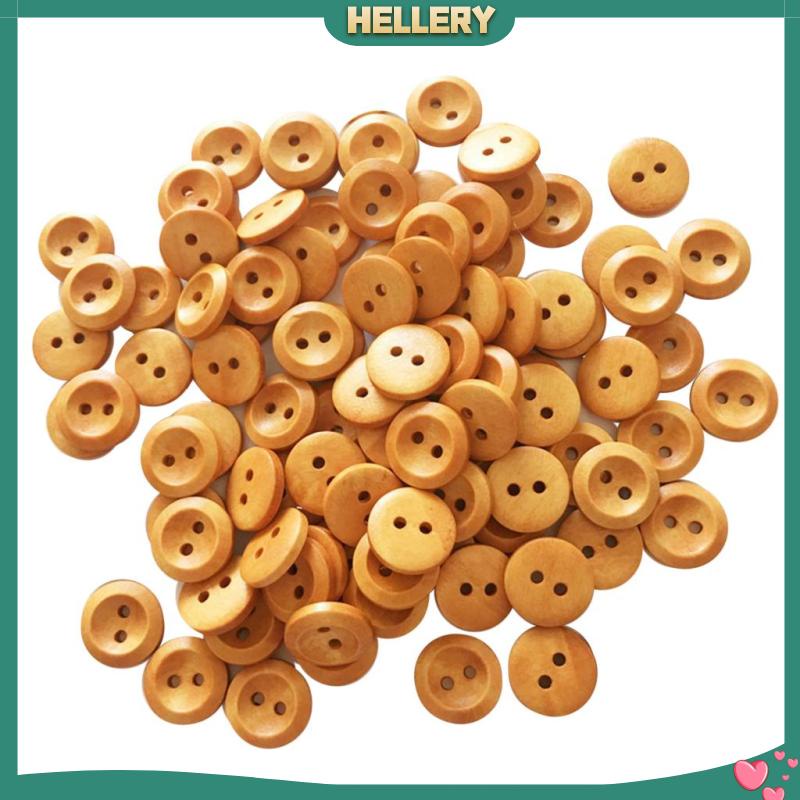 Hellery กระดุมไม้ ทรงกลม สไตล์วินเทจ ขนาด 15 มม. รูปที่ 6