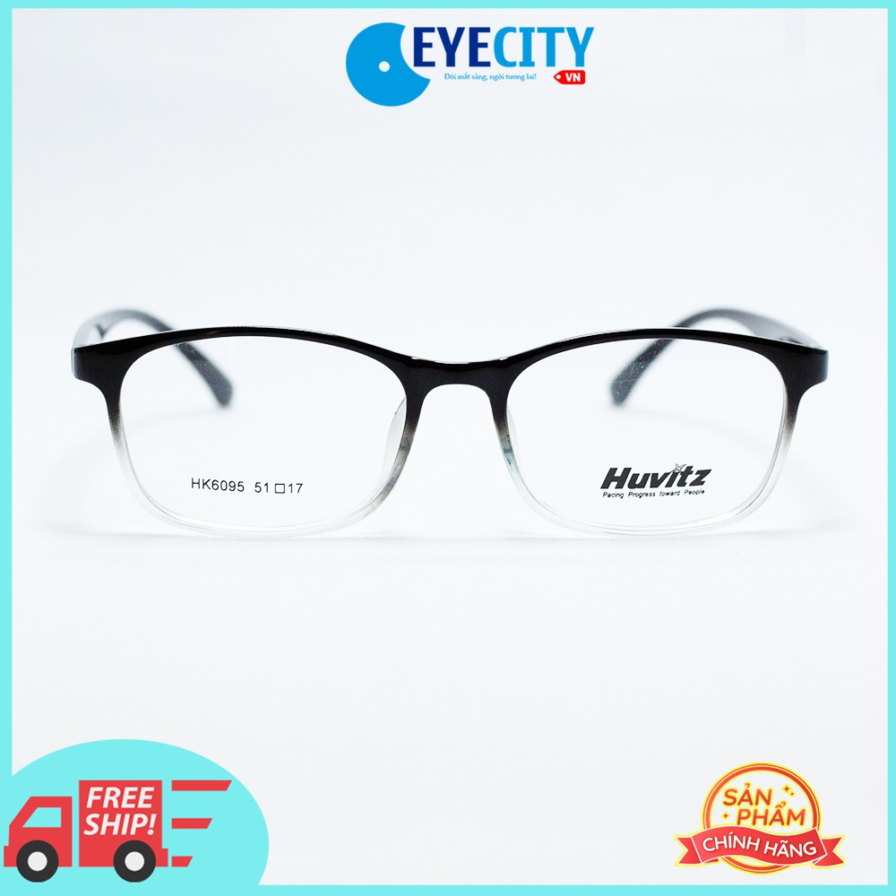 แฟชั่นเกาหลี Huvitz กรอบแว่นตาพลาสติก Ombre สีดําและสีขาว HK6095 - C6