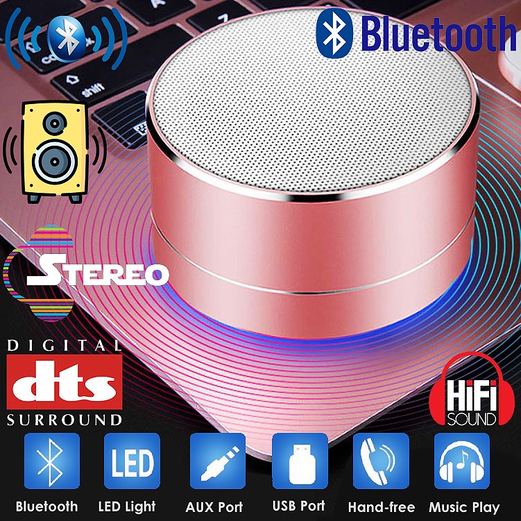 พร้อมส่ง ลำโพงบลูทูธ ลำโพงไร้สายโลหะขนาดเล็ก ซับวูฟเฟอร์เบสสเตอริโอ HiFi แบบพกพา เครื่องเล่นเพลง 9D Bluetooth Speaker