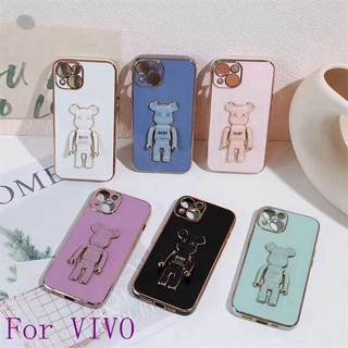 เคส VIVO Y19 Y85 V9 Y91C Y1S Y17 Y15 Y12 Y50 Y30 Y20 Y20sG Y12s Y12A Y20 2021 Y20s Y20g Y20a Y20t Y20i Y75 5G Y33s 5G เคสโทรศัพท์เคลือบหมีแบบตรงขอบ 90° รุนแรง