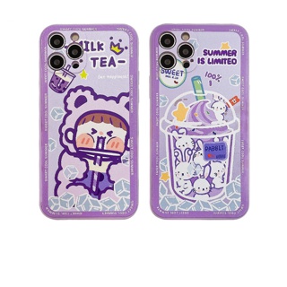 เคสซิลโคน TPU OPPO A15 A15S A16 A54 A5 A9 A53 A33 A31 2020 A16S A7 A5S A12 A3S A74 A52 A72 A92 A93 A94 Fashion Girly Milk Tea Cup Pattern Silicone Full Cover Phone Case