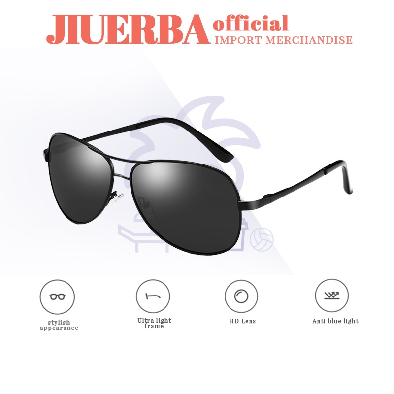 (JIUERBA) COD แฟชั่นเกาหลีป้องกัน UV400 โพลาไรซ์ขับรถแว่นตากันแดดสําหรับคืนคลาสสิกโลหะกรอบนักบินผู้ชาย / ผู้หญิงแว่นตากันแดด