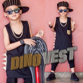 PB532 Dino vest เสื้อกล้ามหนามไดโนมีสีขาวทอง และสีดำทอง