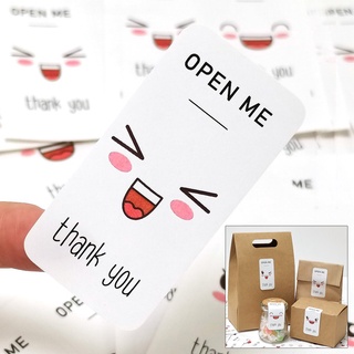 🔥พร้อมส่ง🇹🇭🔥(แพค100ดวง) สติ๊กเกอร์ซีลปิดผนึก OpenMe &amp; thank you รูปหน้ายิ้ม