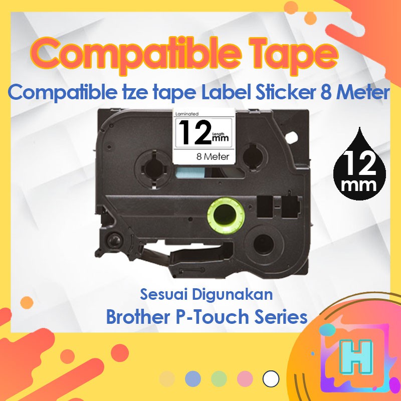 12 มม.Tze-231 131 631 เทปฉลากที่รองรับเครื่องพิมพ์ PT-H110 D210 D450 D600 P700 E110VP E300VP P300BT 