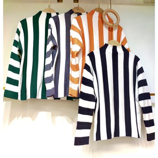เสื้อ ไหมพรม ลายริ้ว คอปีน รุ่นนี้ใส่ยังไงก็ไฮ ใส่ยังไงก็สวย เนื้อไหมพรมนิ่ม ผ้าไม่ย้วย งานรับลมหนาว