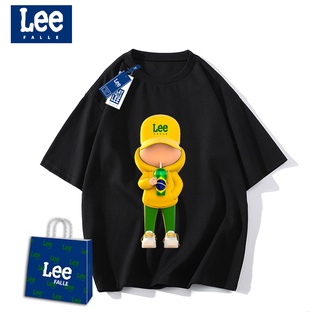 เสื้อยืดแขนสั้นลําลอง พิมพ์ลายการ์ตูน LEEfalle แฟชั่นฤดูร้อน สําหรับคู่รัก