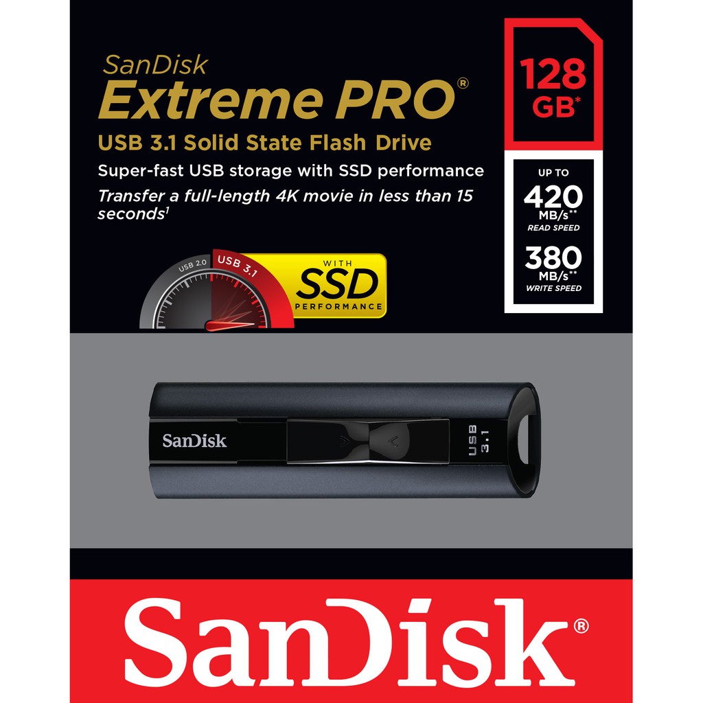 SanDisk Extreme PRO USB 3.1 (SDCZ880_128G_G46) SSD Drive ...