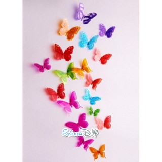 Transparent wall sticker สติ๊กเกอร์ติดผนัง 3D butterfly สไตล์ E (กว้างfree.xสูงfree.)