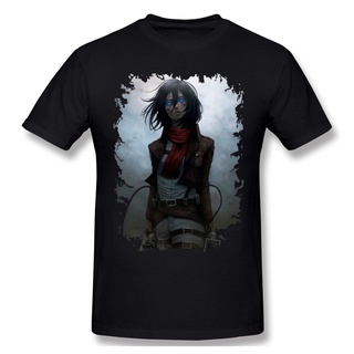 เสื้อยืดผ้าฝ้ายพิมพ์ลายขายดี เสื้อยืด ผ้าฝ้าย พิมพ์ลายอนิเมะ Mikasa Ackerman Homme Attack On Titan Titans สําหรับผู้ชาย