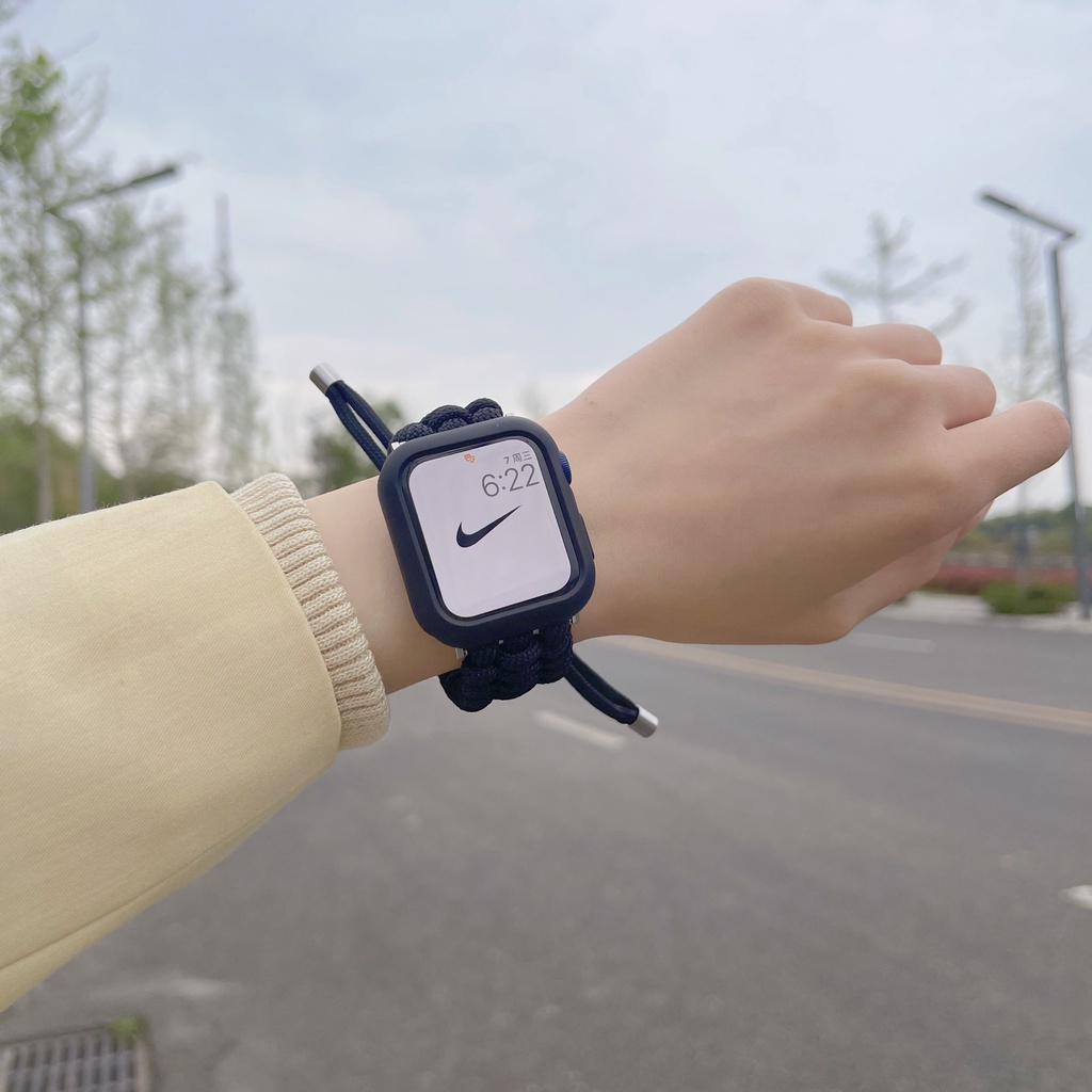 พร้อมส่งจากไทย New สายเชือกแบบถัก  ใช้ได้กับ Smart Watch 7 6 5 4 3 2 1 Se T500 HW22Plus ขนาด 38/40/41mm และ 42/44/45mm