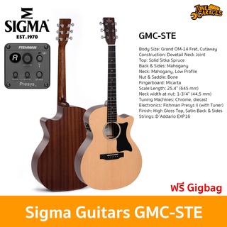 Sigma Guitars GMC-STE Grand OM Electric Acoustic Guitar กีต้าร์โปร่งไฟฟ้า กีต้าร์อคูสติกไฟฟ้า ทรง Grand OM แถมฟรี Gigbag