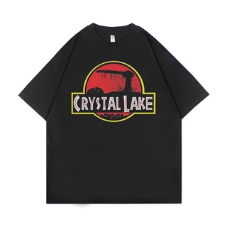 แขนสั้นcrew neckเสื้อยืด ขนาดใหญ่ พิมพ์ลาย Psycho Crucify Crystal Lake สําหรับผู้ชาย | สีดํา | เสื้อยืด ขนาดใหญ่ | สไตล์