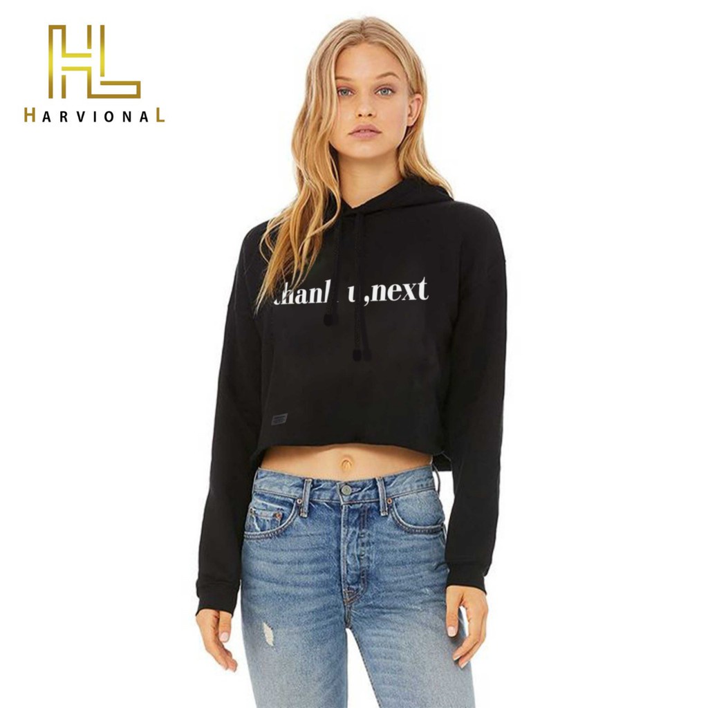 Harvional Hoodie Crop Top Thank You Next Size S - L