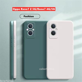 เคสโทรศัพท์ซิลิโคน TPU แบบนิ่ม ทรงสี่เหลี่ยม ป้องกันกล้อง สีพื้น สําหรับ Oppo Reno 7Z 7 Pro SE Reno7 Z 7Pro 7SE Reno7 4G 5G Reno8 Z 8Z