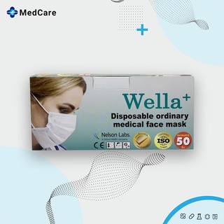 WELLA SURGICAK MASK หน้ากากอนามัย ทางการแพทย์ ชนิด 3 ชั้น (50/กล่อง)