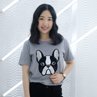 เสื้อยืด TShirt แขนสั้น งานปัก French Bulldog ผ้านิ่ม COTTON 100%