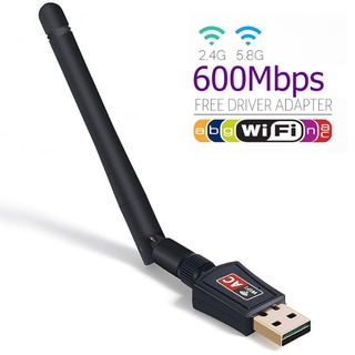 🚀ส่งเร็ว🚀ตัวรับสัญญ่ณ ตัวมีเสา 600Mbps Dual Band 2.4G/5GHz  Wireless Lan USB PC WiFi Adapter.คุณภาพรับประ