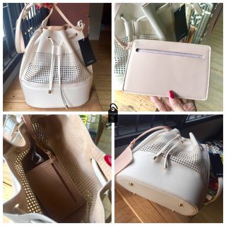 Zara Women Bucket Bag With Leather Detail