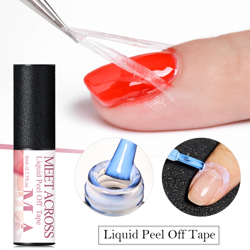 MEET ACROSS Peel Off Nail Art Latex Liquid With Tweezers Cuticle Nail Skin  Protector Nail Polish Nail Art Latex | Shopee Thailand