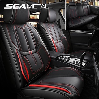 SEAMETAL หนัง PU รถฝาครอบที่นั่ง ที่นั่งอัตโนมัติห่อหุ้มเบาะ สากลสําหรับรถยนต์ SUV รถบรรทุกรถปิคอัพ เบาะรองนั่ง