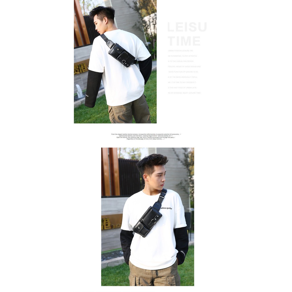 (W87) กระเป๋าคาดอกคาดเอว งานหนัง งานพรีเมี่ยม vgetbag
