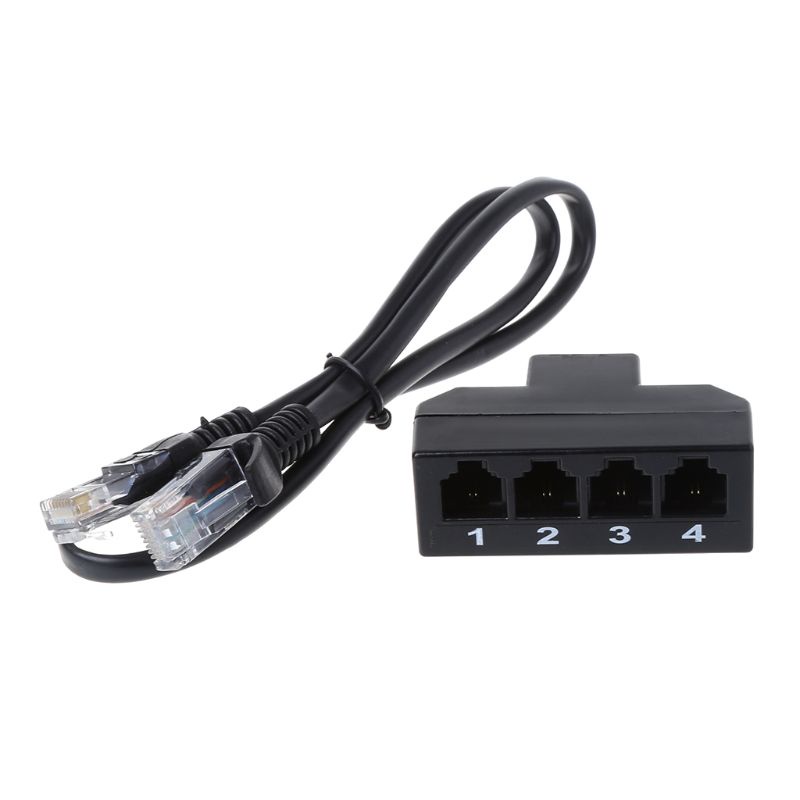 XU RJ45 ถึง RJ11 อะแดปเตอร์ RJ45 8P8C ชาย 4 RJ11 6P4C หญิง Converter