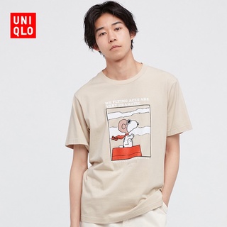 Uniqlo เสื้อยืด แขนสั้น พิมพ์ลายถั่วลิสง สนูปปี้ สําหรับผู้ชาย ผู้หญิง