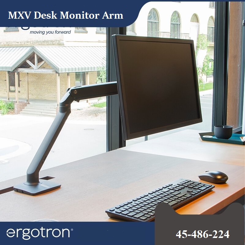 Ergotron MXV Desk Mount Single Monitor Arm for Monitors Up to 34 Inches - 10 yrs warranty