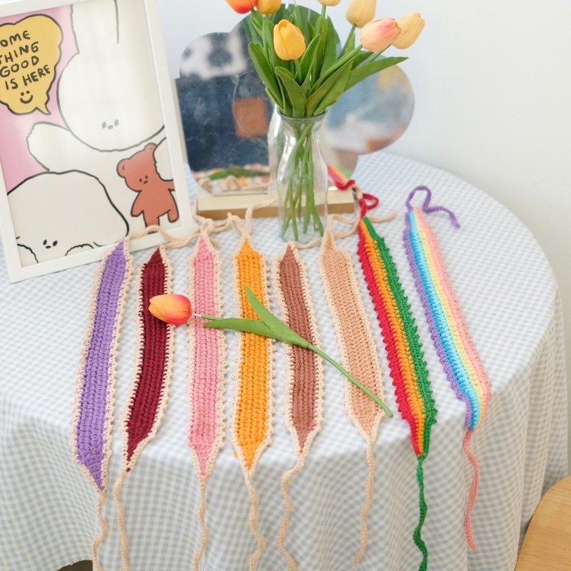ผ้าคาดผมไหมถักHandmade