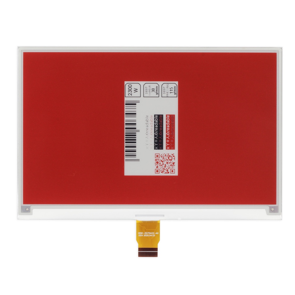 HINK-E075A22-A0 7.5inch E-Paper E-Ink Display Module (B) for Raspberry Pi Pico, 800×480, Red / Black