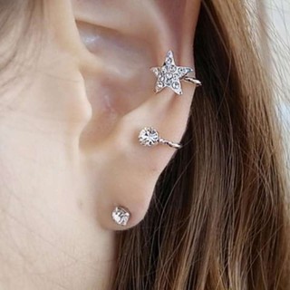 ต่างหู ไม่ต้องเจาะหู ตุ้มหู จิว Fashion Charm Crystal Earrings On Clip For Women Small - 1 ข้าง 2 ชิ้น