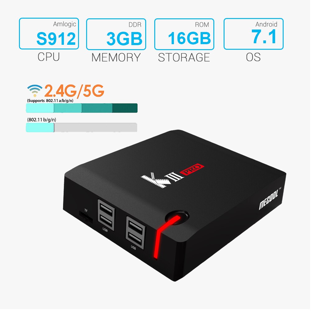 MECOOL KIII PRO Amlogic S912 Android TV Box 3GB 16GB DVB-S2 DVB-T2